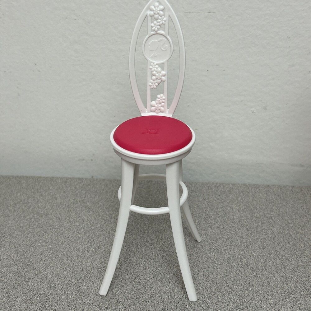 Mattel 2009 Barbie Glam Vacation House White Bar Stool With Red Seat